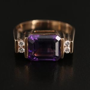 14k Diamond and Amethyst Vintage Ring